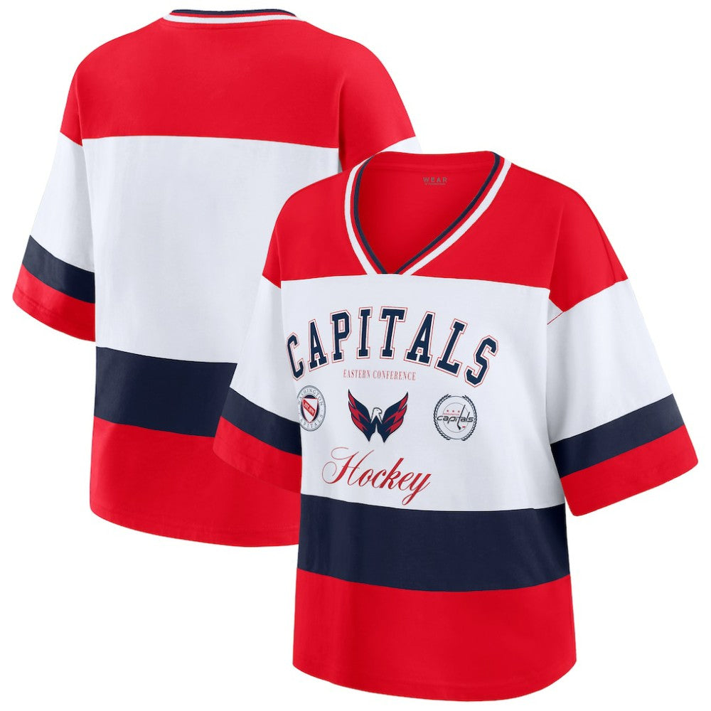 Washington Capitals WEAR by Erin Andrews Women's Jersey Style Tee - Red/White - NHL