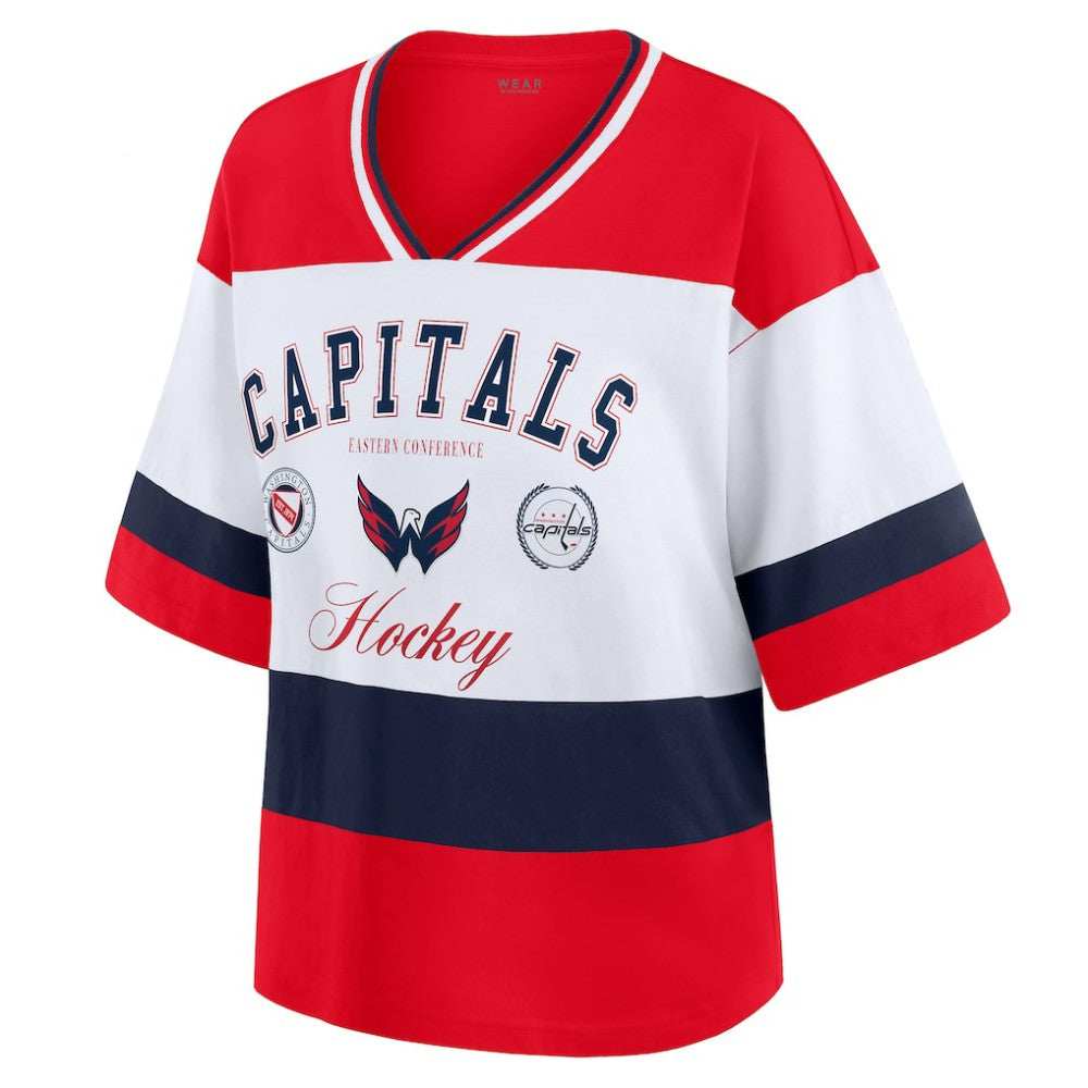 Washington Capitals WEAR by Erin Andrews Women's Jersey Style Tee - Red/White - NHL