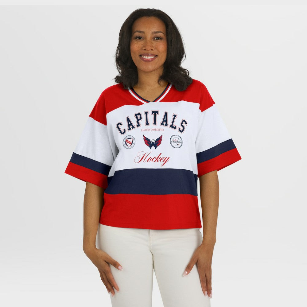 Washington Capitals WEAR by Erin Andrews Women's Jersey Style Tee - Red/White - NHL