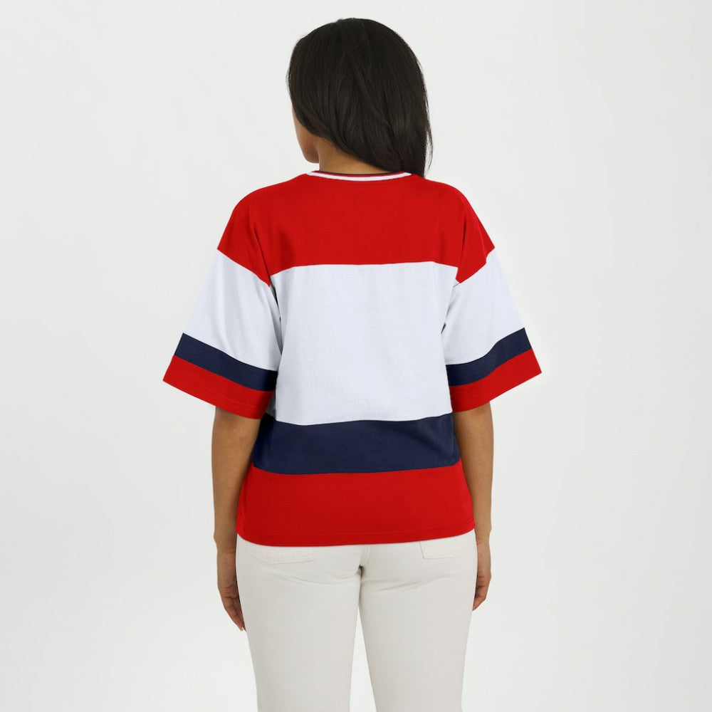 Washington Capitals WEAR by Erin Andrews Women's Jersey Style Tee - Red/White - NHL