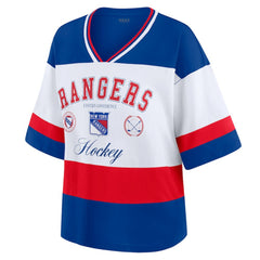 New York Rangers WEAR by Erin Andrews Women's Jersey Style Tee - Blue/White - NHL