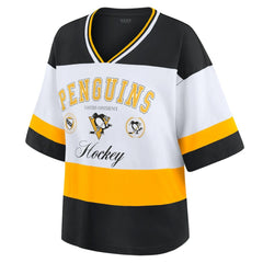 Pittsburgh Penguins WEAR by Erin Andrews Women's Jersey Style Tee - Black/White - NHL