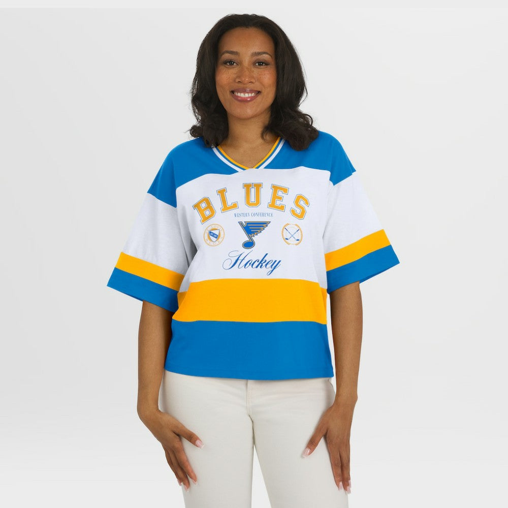 St. Louis Blues WEAR by Erin Andrews Women's Jersey Style Tee - Blue/White - NHL