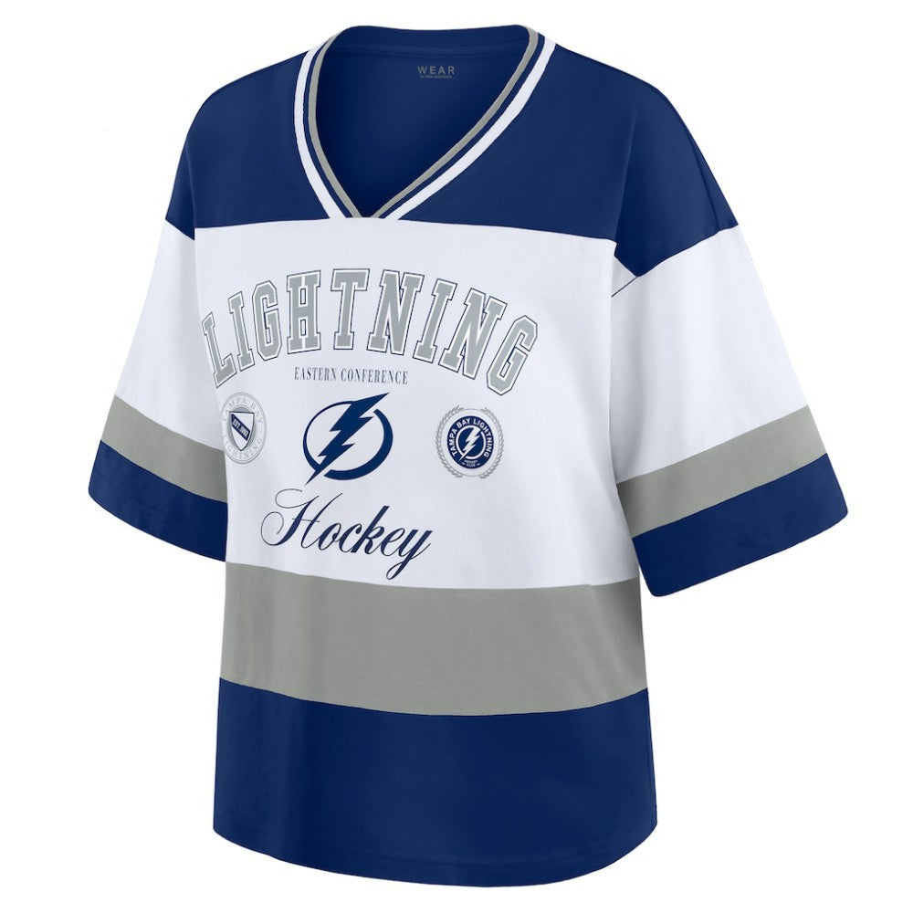 Tampa Bay Lightning WEAR by Erin Andrews Women's Jersey Style Tee - Blue/White - NHL