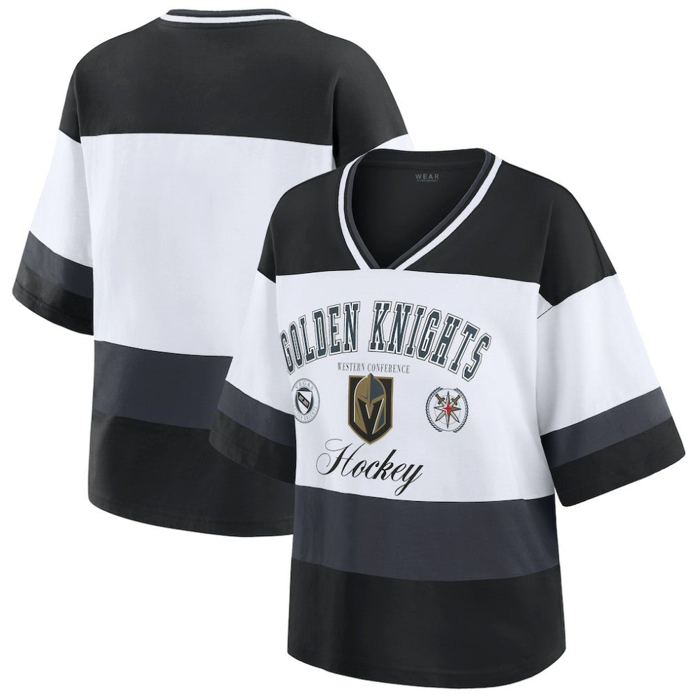 Vegas Golden Knights WEAR by Erin Andrews Women's Jersey Style Tee - Black/White - NHL