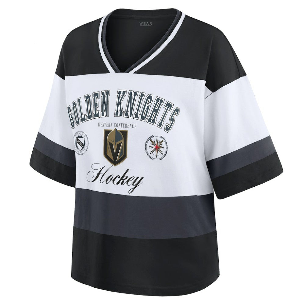 Vegas Golden Knights WEAR by Erin Andrews Women's Jersey Style Tee - Black/White - NHL