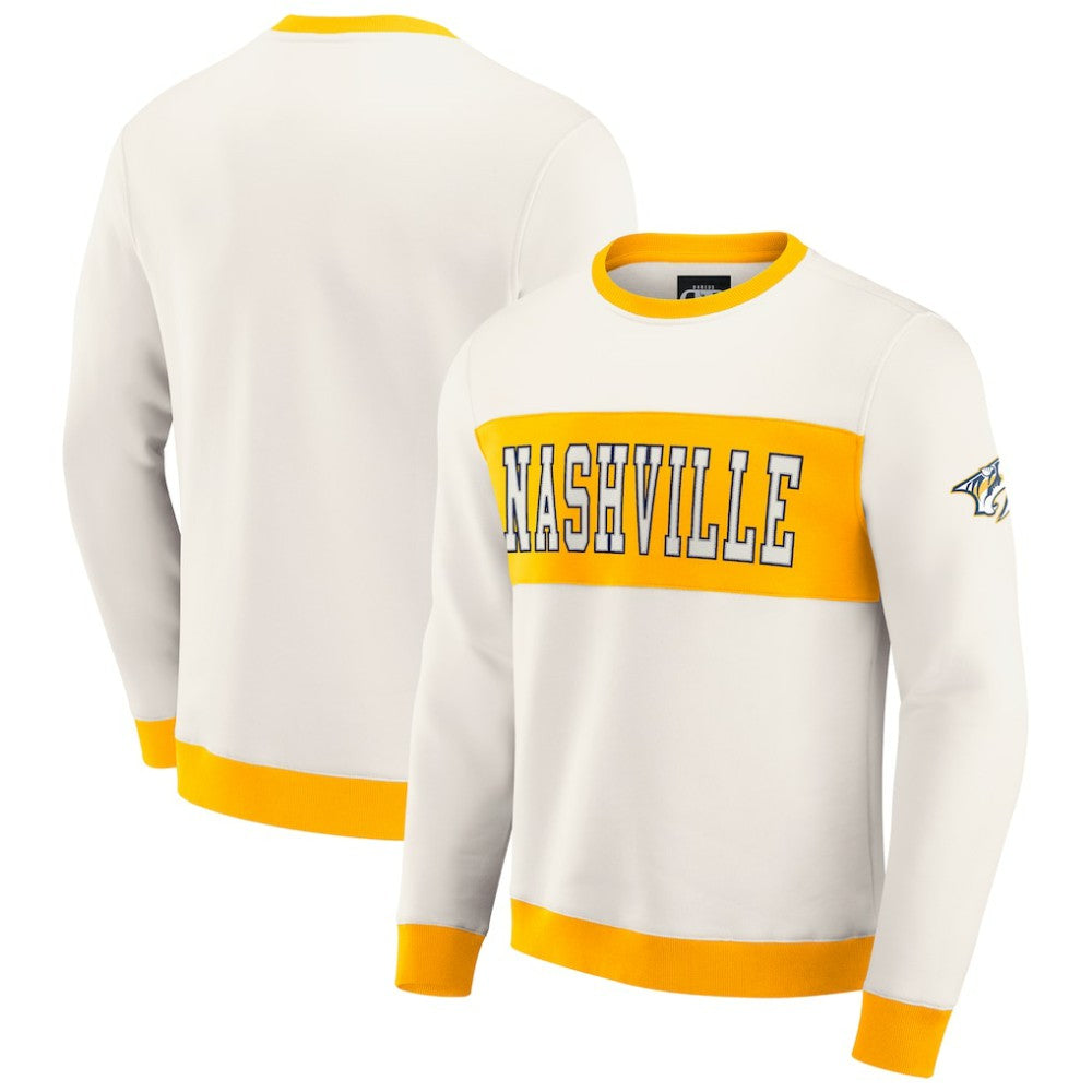 Nashville Predators Darius Rucker Collection by Fanatics Colorblock Pullover Sweatshirt - Cream - NHL