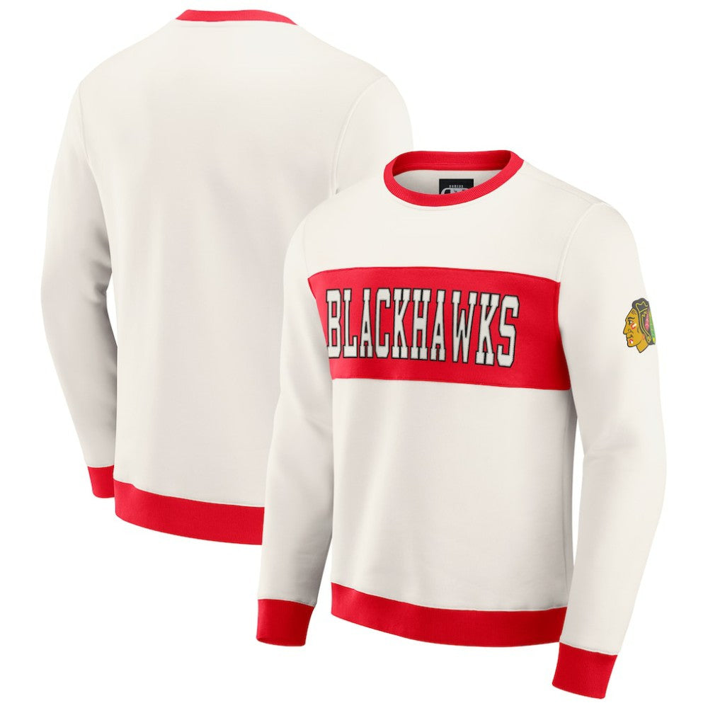Chicago Blackhawks Darius Rucker Collection by Fanatics Colorblock Pullover Sweatshirt - Cream - NHL