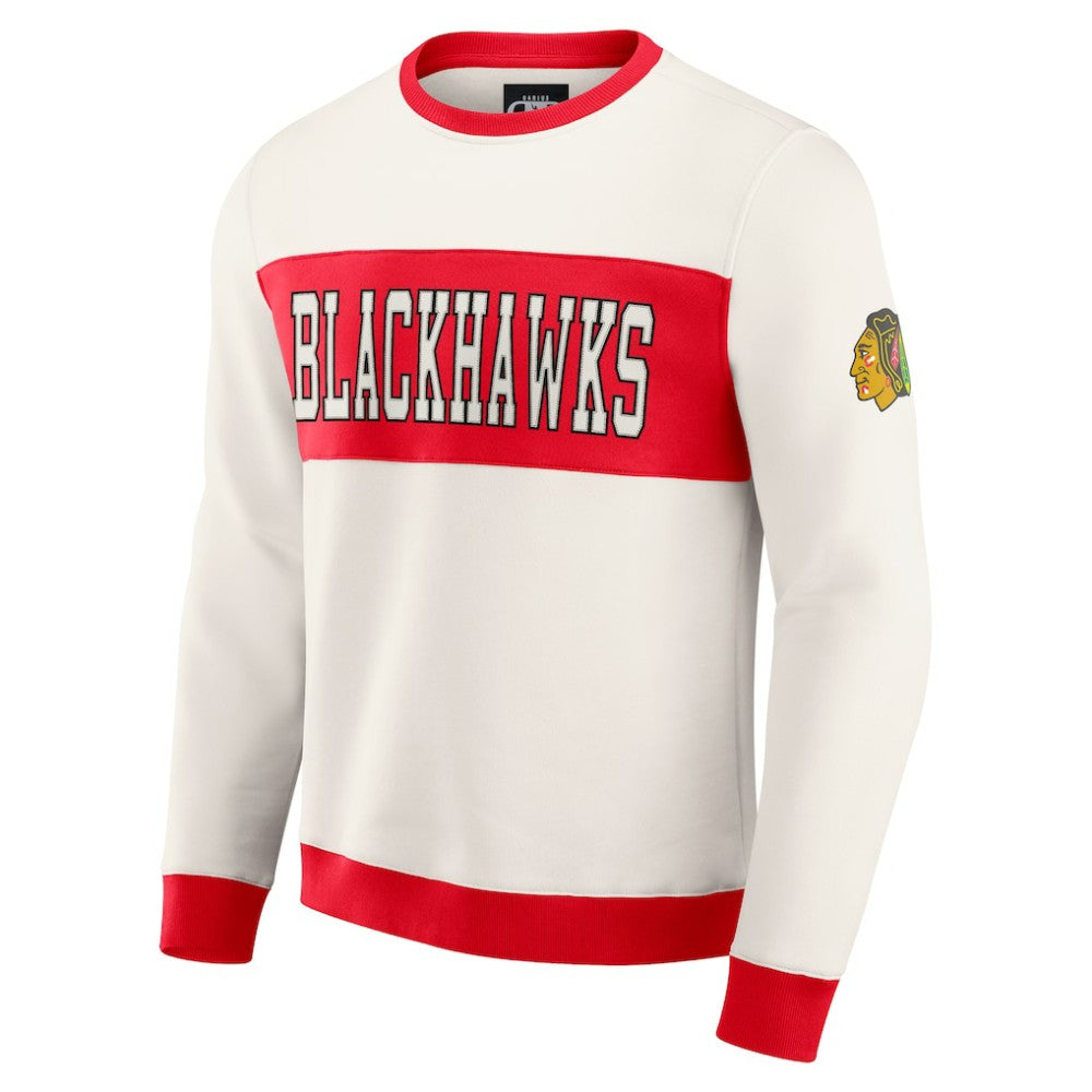 Chicago Blackhawks Darius Rucker Collection by Fanatics Colorblock Pullover Sweatshirt - Cream - NHL