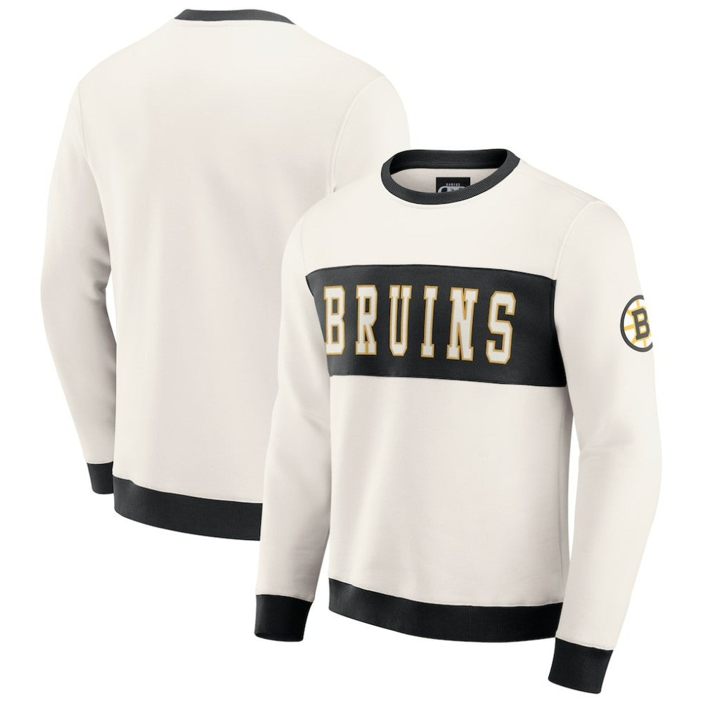 Boston Bruins Darius Rucker Collection by Fanatics Colorblock Pullover Sweatshirt - Cream - NHL