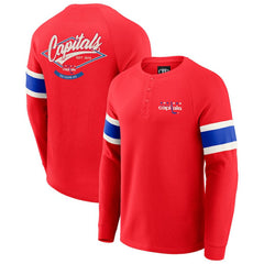 Washington Capitals Darius Rucker Collection by Fanatics Waffle-Knit Raglan Long Sleeve Henley T-Shirt - Red - NHL