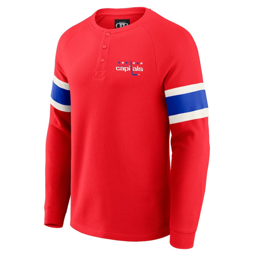 Washington Capitals Darius Rucker Collection by Fanatics Waffle-Knit Raglan Long Sleeve Henley T-Shirt - Red - NHL