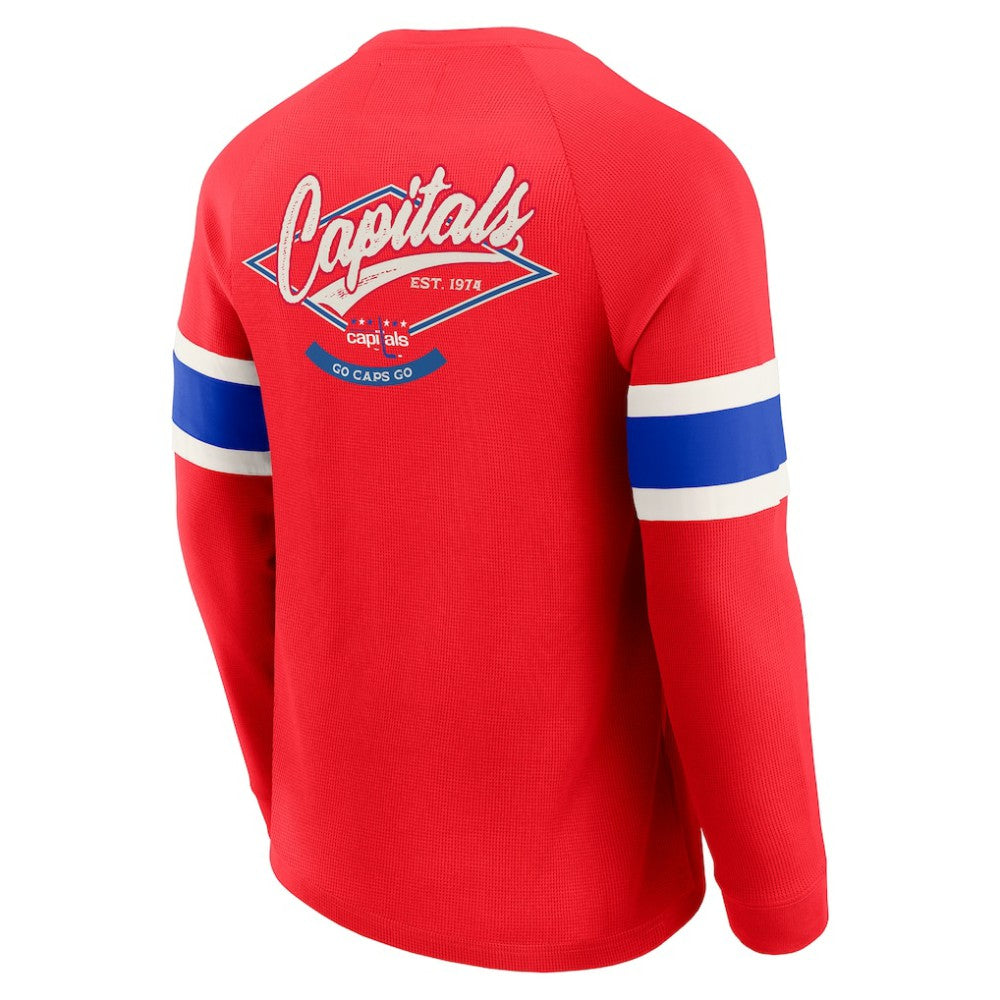 Washington Capitals Darius Rucker Collection by Fanatics Waffle-Knit Raglan Long Sleeve Henley T-Shirt - Red - NHL