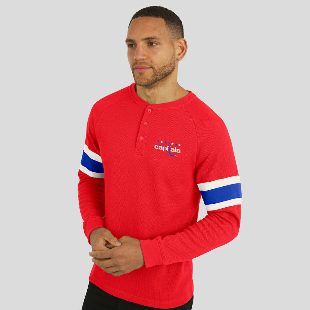 Washington Capitals Darius Rucker Collection by Fanatics Waffle-Knit Raglan Long Sleeve Henley T-Shirt - Red - NHL