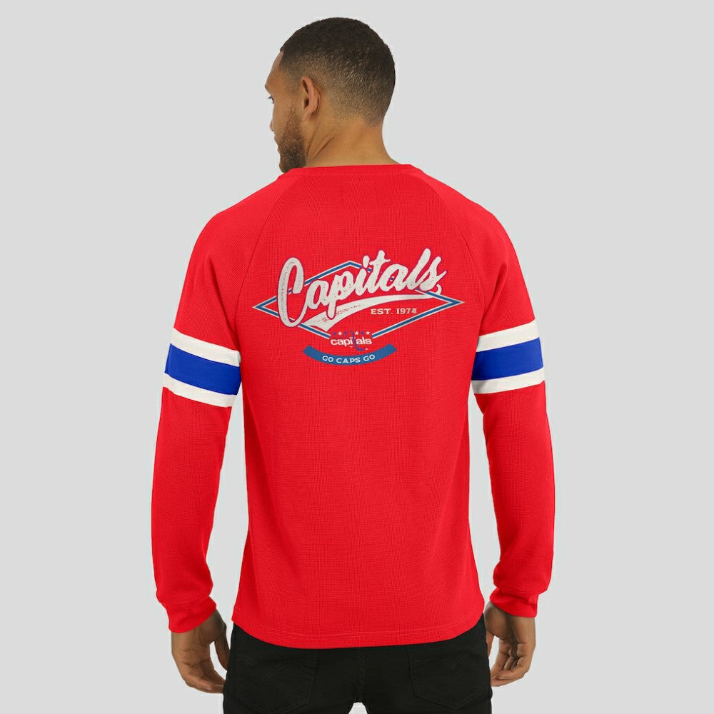 Washington Capitals Darius Rucker Collection by Fanatics Waffle-Knit Raglan Long Sleeve Henley T-Shirt - Red - NHL