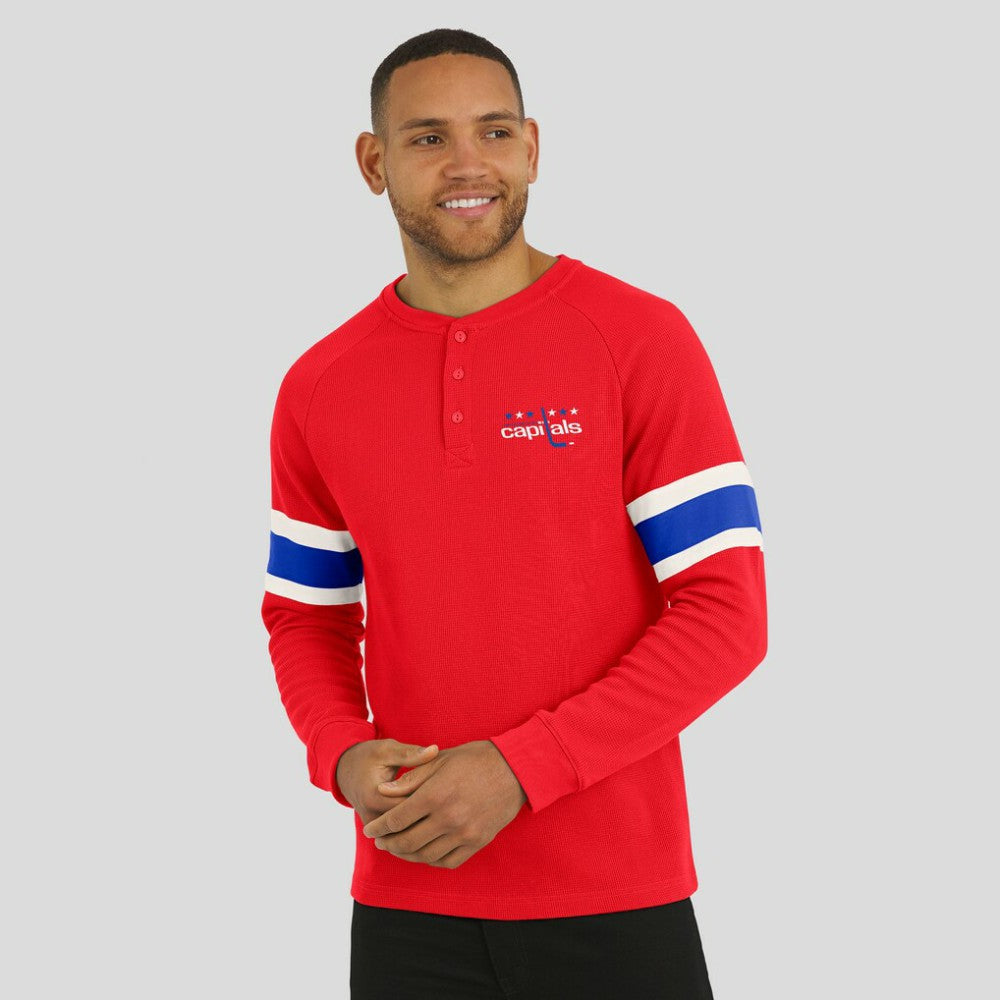 Washington Capitals Darius Rucker Collection by Fanatics Waffle-Knit Raglan Long Sleeve Henley T-Shirt - Red - NHL