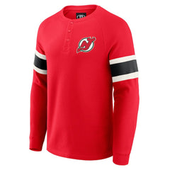 New Jersey Devils Darius Rucker Collection by Fanatics Waffle-Knit Raglan Long Sleeve Henley T-Shirt - Red - NHL