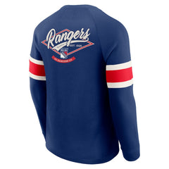 New York Rangers Darius Rucker Collection by Fanatics Waffle-Knit Raglan Long Sleeve Henley T-Shirt - Navy - NHL