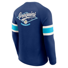 Pittsburgh Penguins Darius Rucker Collection by Fanatics Waffle-Knit Raglan Long Sleeve Henley T-Shirt - Navy - NHL