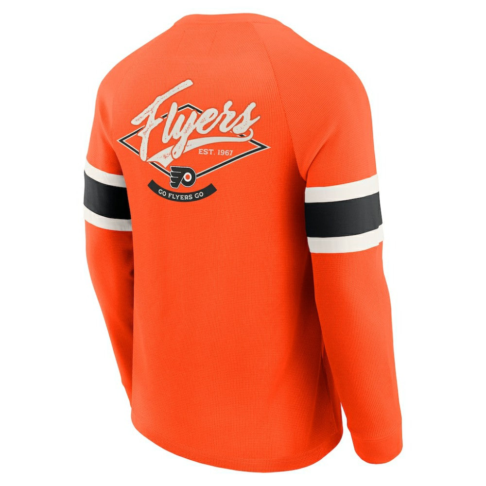 Philadelphia Flyers Darius Rucker Collection by Fanatics Waffle-Knit Raglan Long Sleeve Henley T-Shirt - Orange - NHL