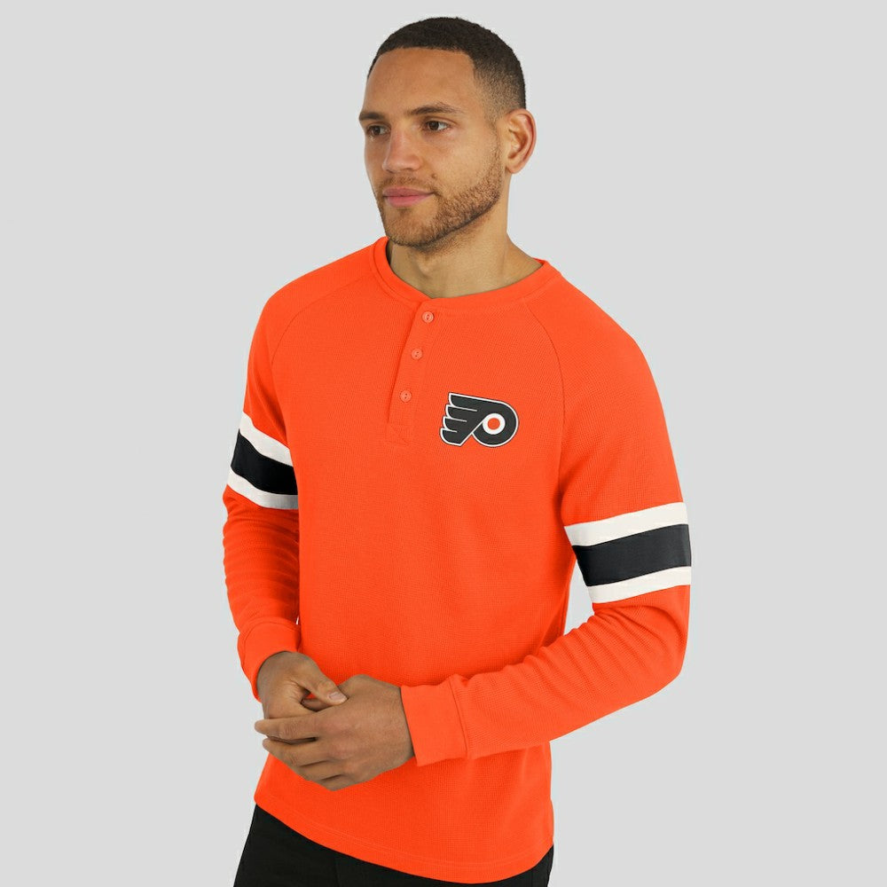 Philadelphia Flyers Darius Rucker Collection by Fanatics Waffle-Knit Raglan Long Sleeve Henley T-Shirt - Orange - NHL