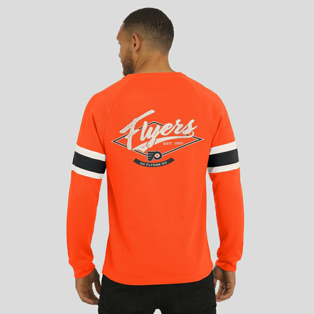 Philadelphia Flyers Darius Rucker Collection by Fanatics Waffle-Knit Raglan Long Sleeve Henley T-Shirt - Orange - NHL
