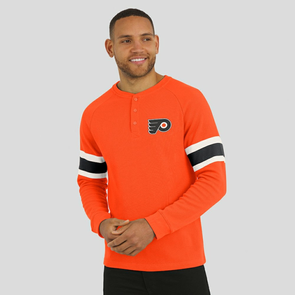 Philadelphia Flyers Darius Rucker Collection by Fanatics Waffle-Knit Raglan Long Sleeve Henley T-Shirt - Orange - NHL
