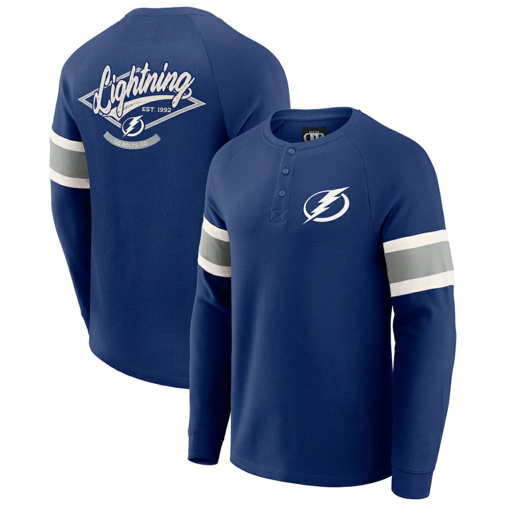 Tampa Bay Lightning Darius Rucker Collection by Fanatics Waffle-Knit Raglan Long Sleeve Henley T-Shirt - Navy - NHL