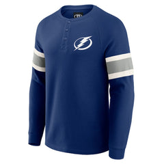 Tampa Bay Lightning Darius Rucker Collection by Fanatics Waffle-Knit Raglan Long Sleeve Henley T-Shirt - Navy - NHL