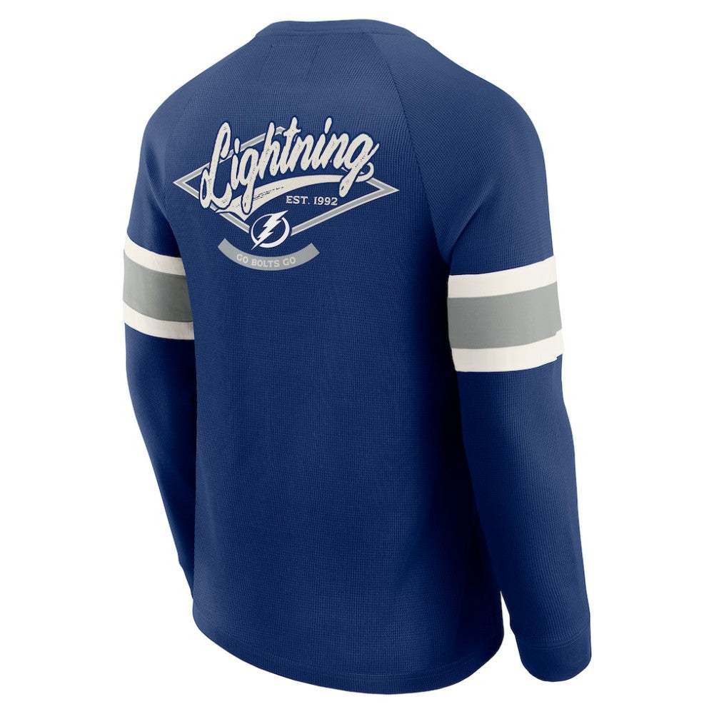 Tampa Bay Lightning Darius Rucker Collection by Fanatics Waffle-Knit Raglan Long Sleeve Henley T-Shirt - Navy - NHL