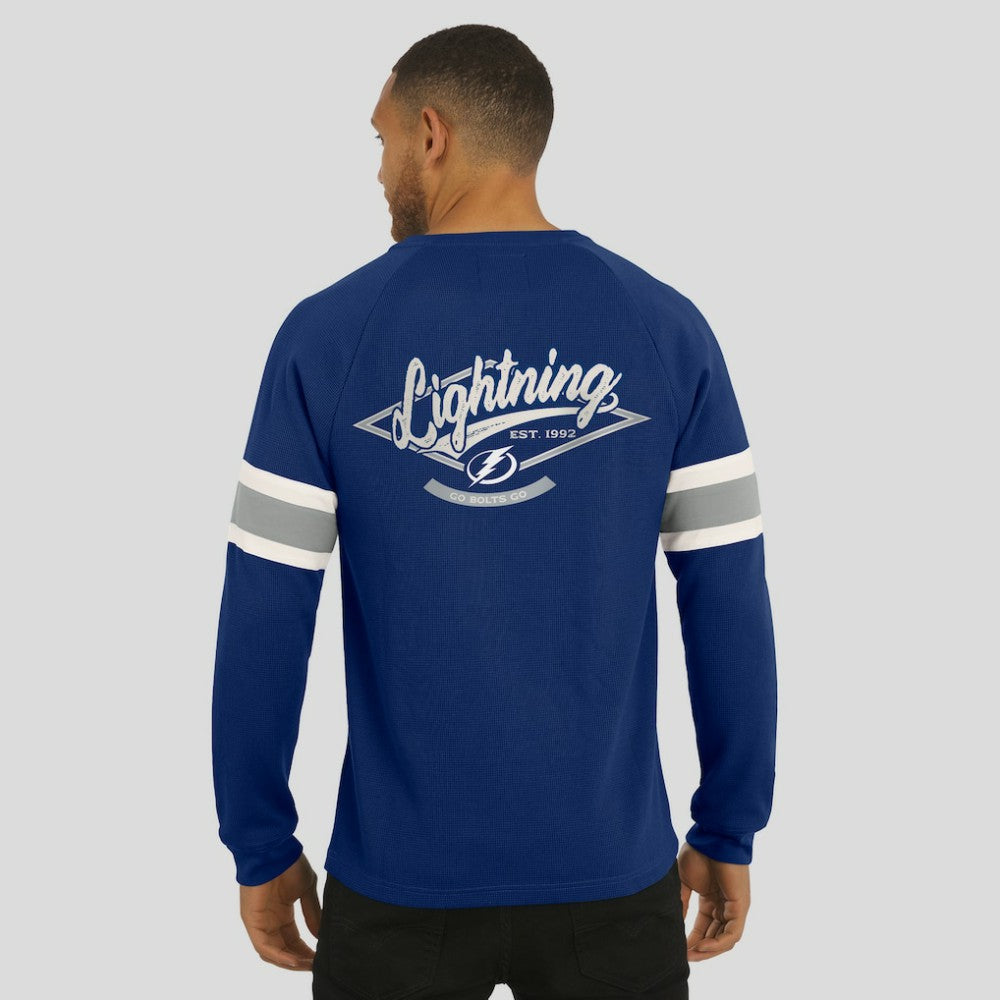 Tampa Bay Lightning Darius Rucker Collection by Fanatics Waffle-Knit Raglan Long Sleeve Henley T-Shirt - Navy - NHL