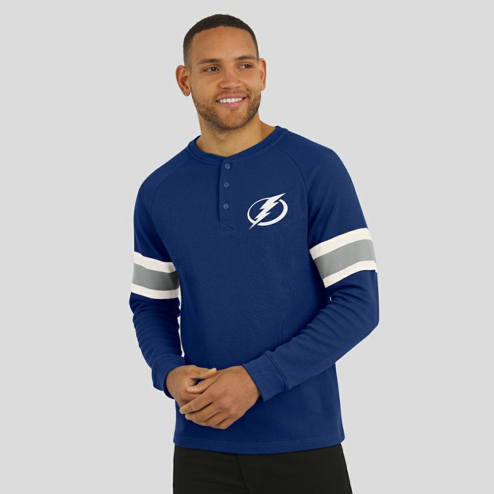 Tampa Bay Lightning Darius Rucker Collection by Fanatics Waffle-Knit Raglan Long Sleeve Henley T-Shirt - Navy - NHL