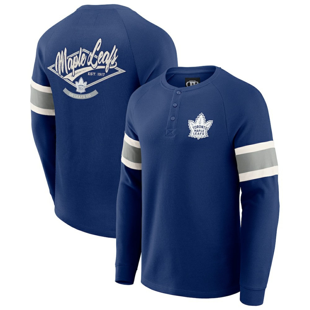 Toronto Maple Leafs Darius Rucker Collection by Fanatics Waffle-Knit Raglan Long Sleeve Henley T-Shirt - Navy - NHL