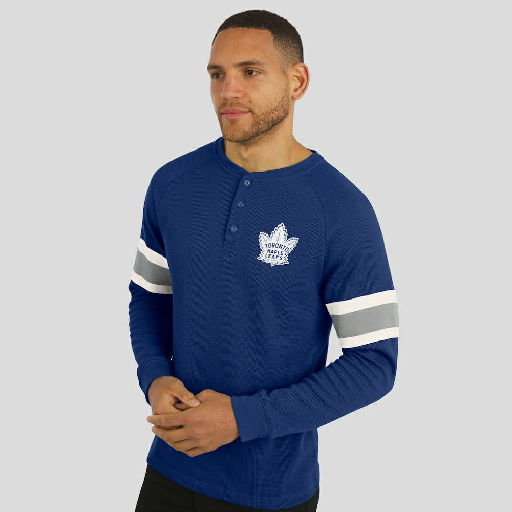 Toronto Maple Leafs Darius Rucker Collection by Fanatics Waffle-Knit Raglan Long Sleeve Henley T-Shirt - Navy - NHL