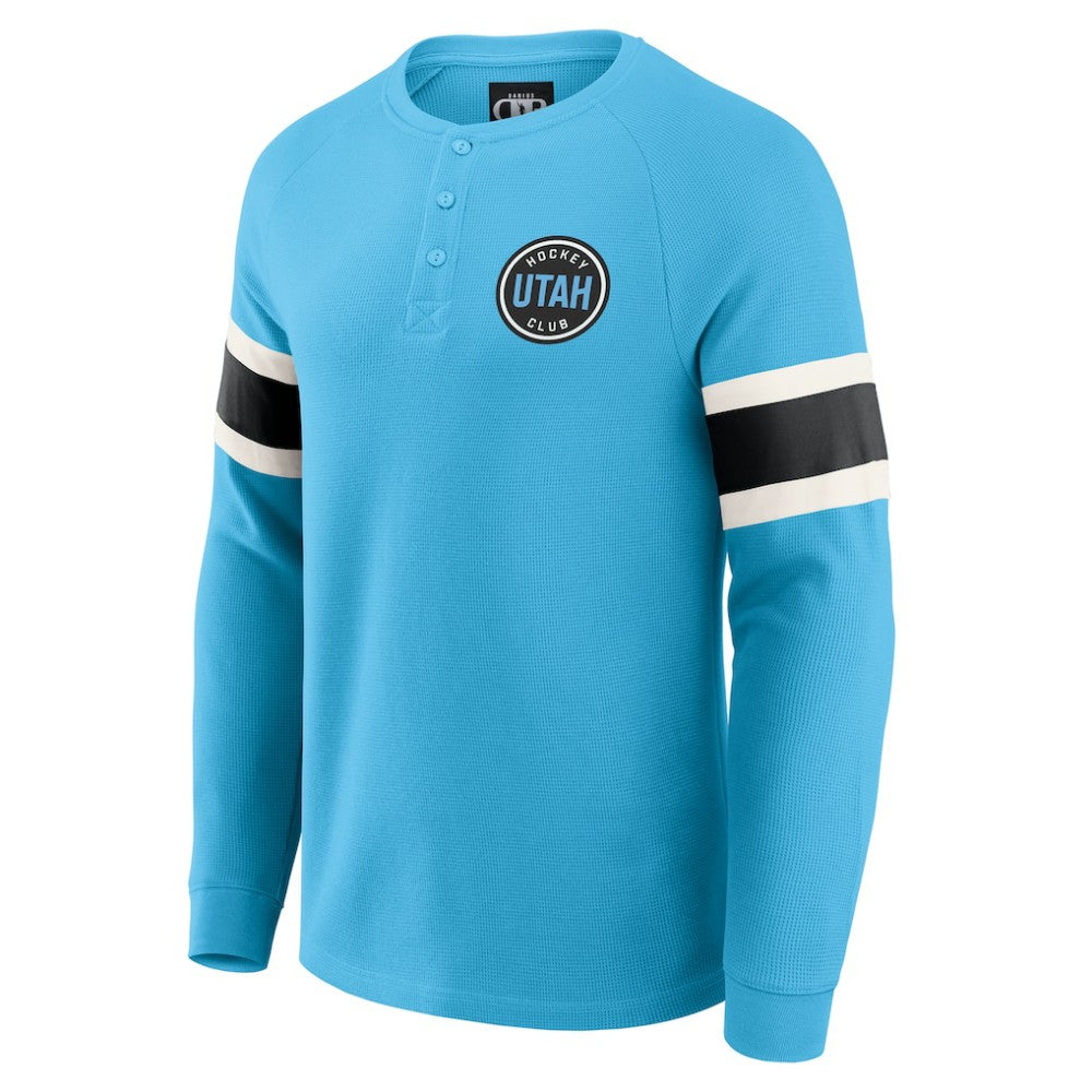 Utah Hockey Club Darius Rucker Collection by Fanatics Waffle-Knit Raglan Long Sleeve Henley T-Shirt - Light Blue - NHL