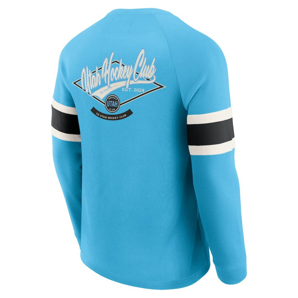 Utah Hockey Club Darius Rucker Collection by Fanatics Waffle-Knit Raglan Long Sleeve Henley T-Shirt - Light Blue - NHL