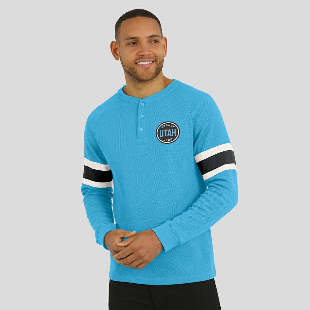 Utah Hockey Club Darius Rucker Collection by Fanatics Waffle-Knit Raglan Long Sleeve Henley T-Shirt - Light Blue - NHL
