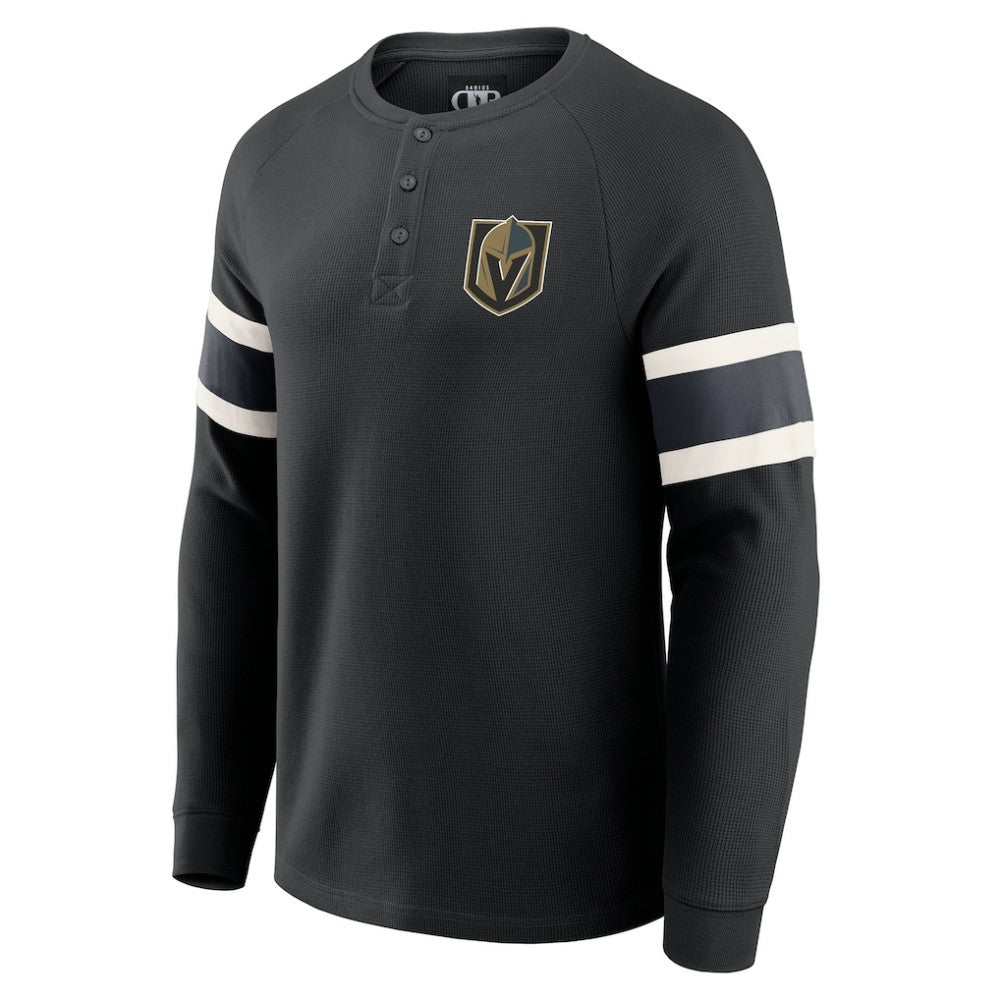 Vegas Golden Knights Darius Rucker Collection by Fanatics Waffle-Knit Raglan Long Sleeve Henley T-Shirt - Black - NHL
