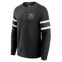 Vegas Golden Knights Darius Rucker Collection by Fanatics Waffle-Knit Raglan Long Sleeve Henley T-Shirt - Black - NHL