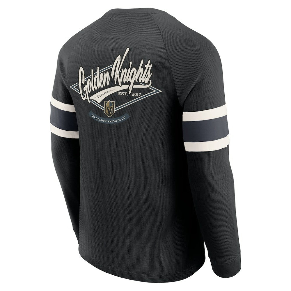 Vegas Golden Knights Darius Rucker Collection by Fanatics Waffle-Knit Raglan Long Sleeve Henley T-Shirt - Black - NHL