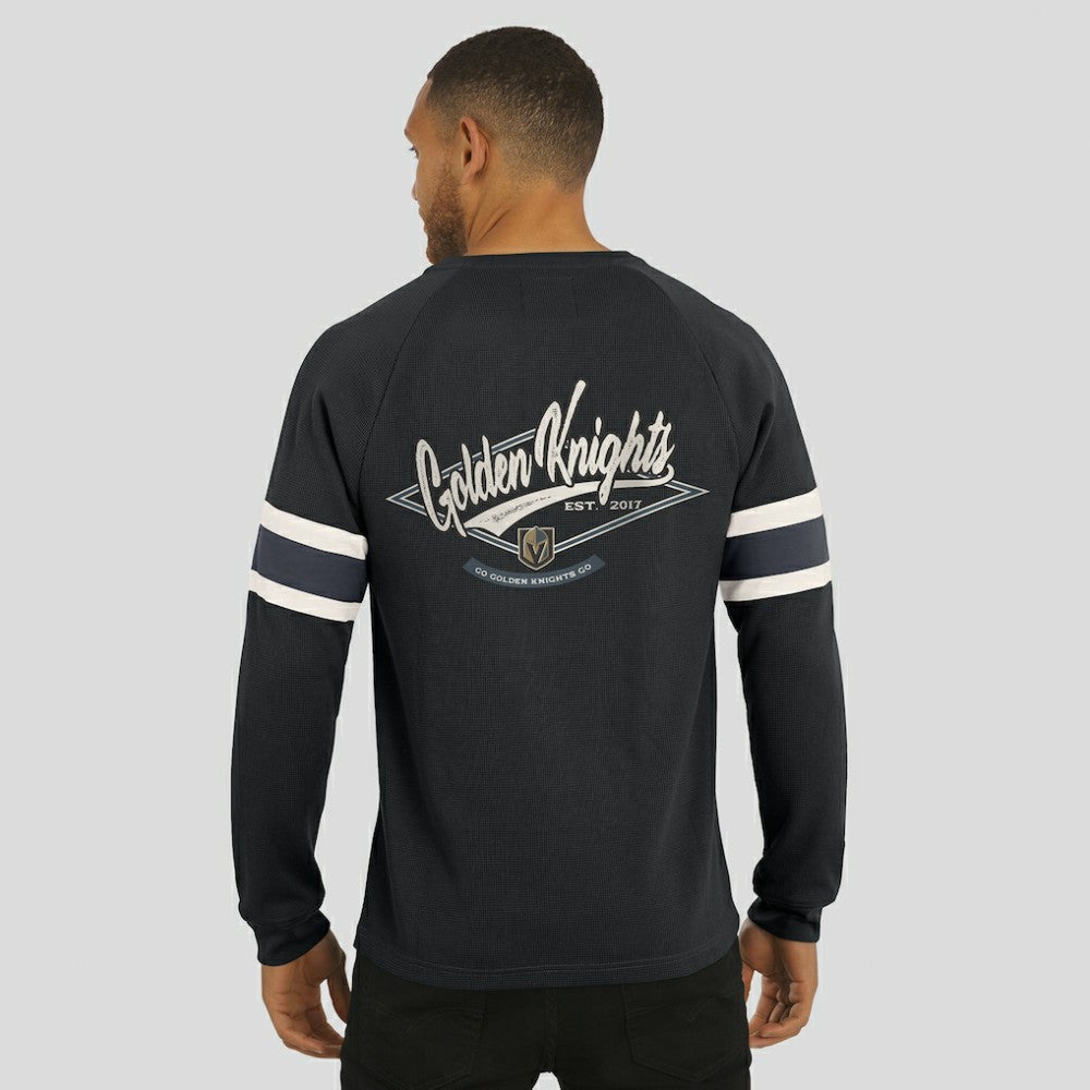 Vegas Golden Knights Darius Rucker Collection by Fanatics Waffle-Knit Raglan Long Sleeve Henley T-Shirt - Black - NHL