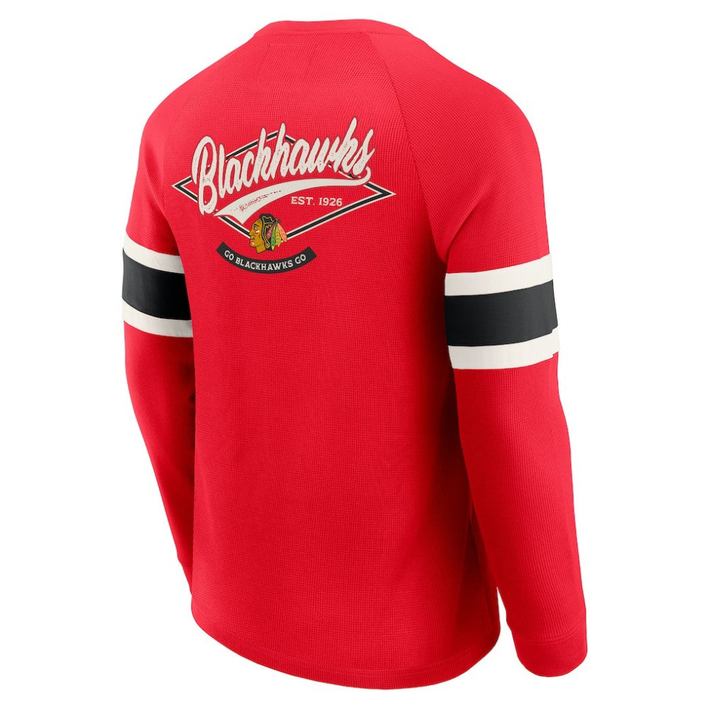 Chicago Blackhawks Darius Rucker Collection by Fanatics Waffle-Knit Raglan Long Sleeve Henley T-Shirt - Red - NHL