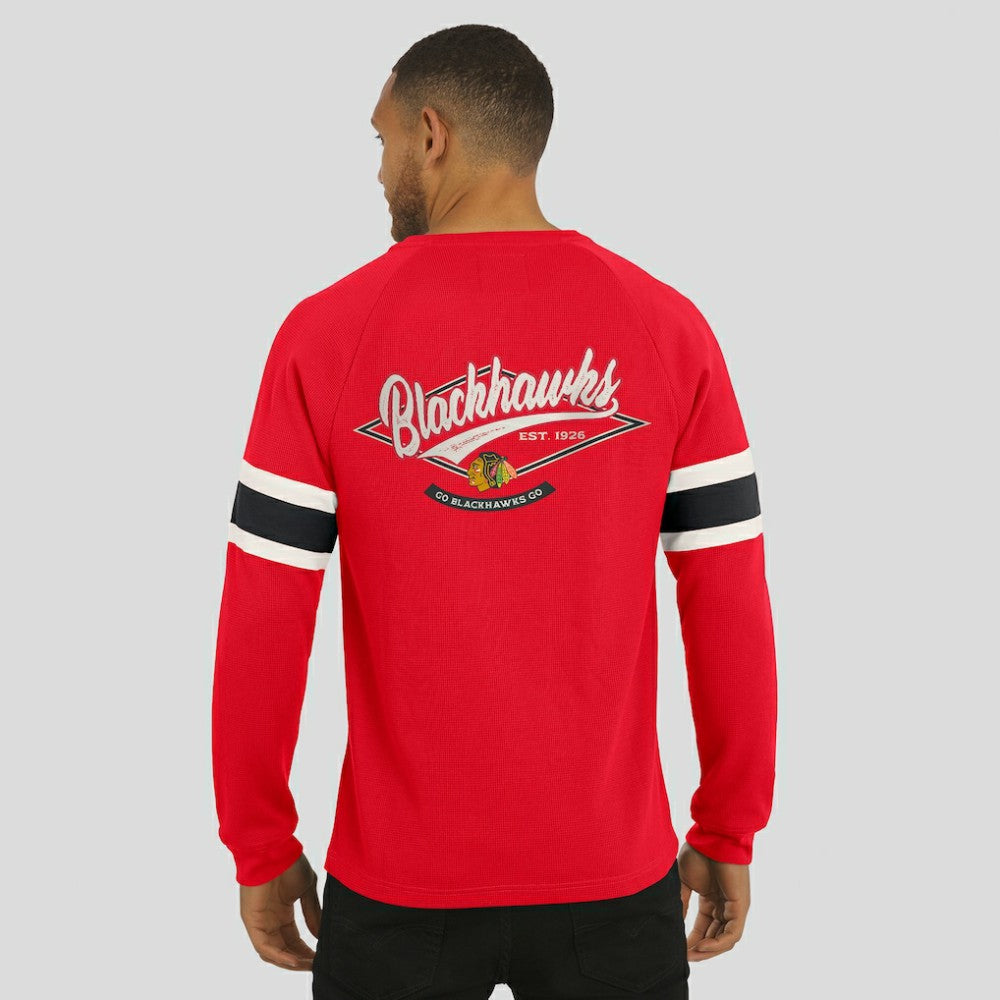Chicago Blackhawks Darius Rucker Collection by Fanatics Waffle-Knit Raglan Long Sleeve Henley T-Shirt - Red - NHL