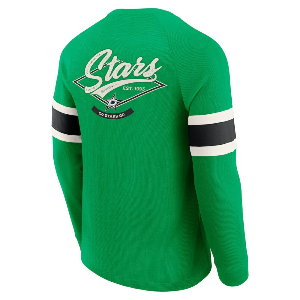 Dallas Stars Darius Rucker Collection by Fanatics Waffle-Knit Raglan Long Sleeve Henley T-Shirt - Green - NHL