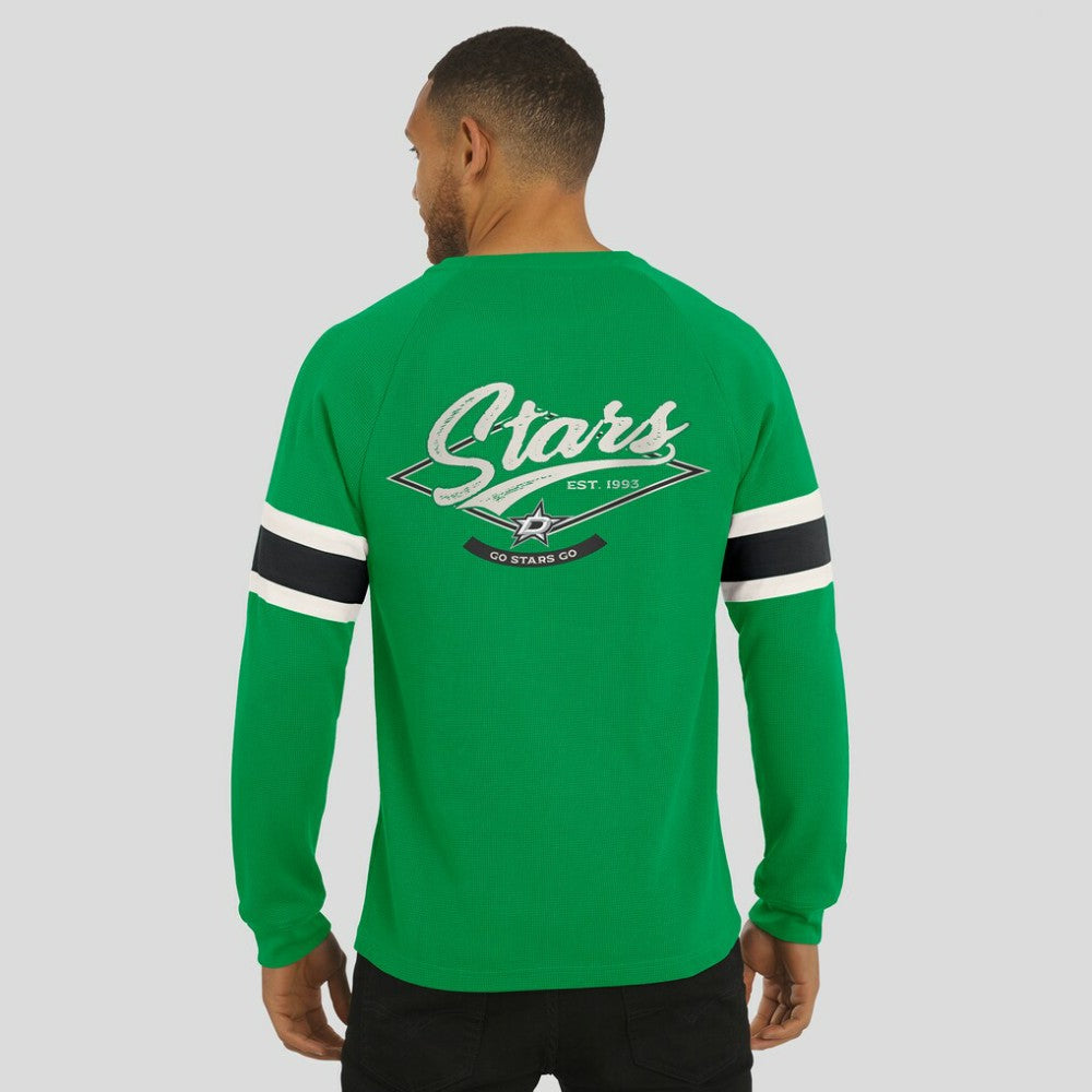 Dallas Stars Darius Rucker Collection by Fanatics Waffle-Knit Raglan Long Sleeve Henley T-Shirt - Green - NHL