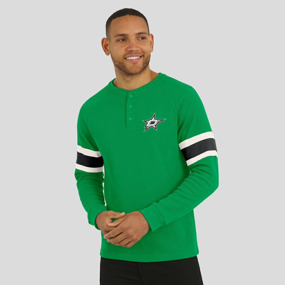 Dallas Stars Darius Rucker Collection by Fanatics Waffle-Knit Raglan Long Sleeve Henley T-Shirt - Green - NHL