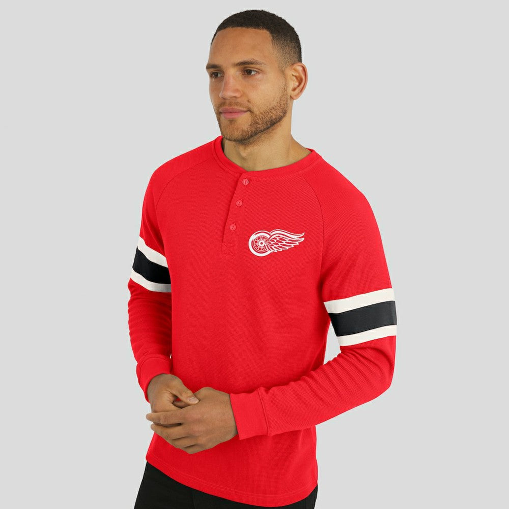 Detroit Red Wings Darius Rucker Collection by Fanatics Waffle-Knit Raglan Long Sleeve Henley T-Shirt - Red - NHL