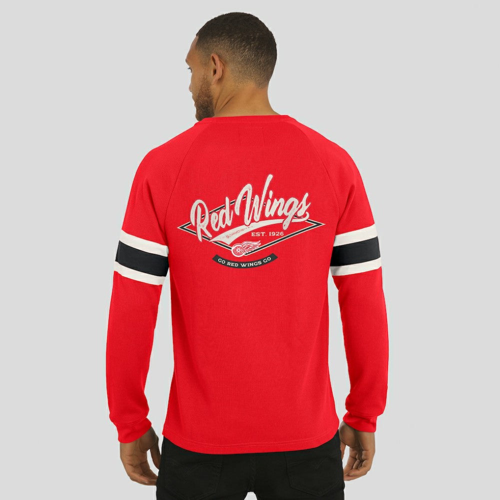 Detroit Red Wings Darius Rucker Collection by Fanatics Waffle-Knit Raglan Long Sleeve Henley T-Shirt - Red - NHL