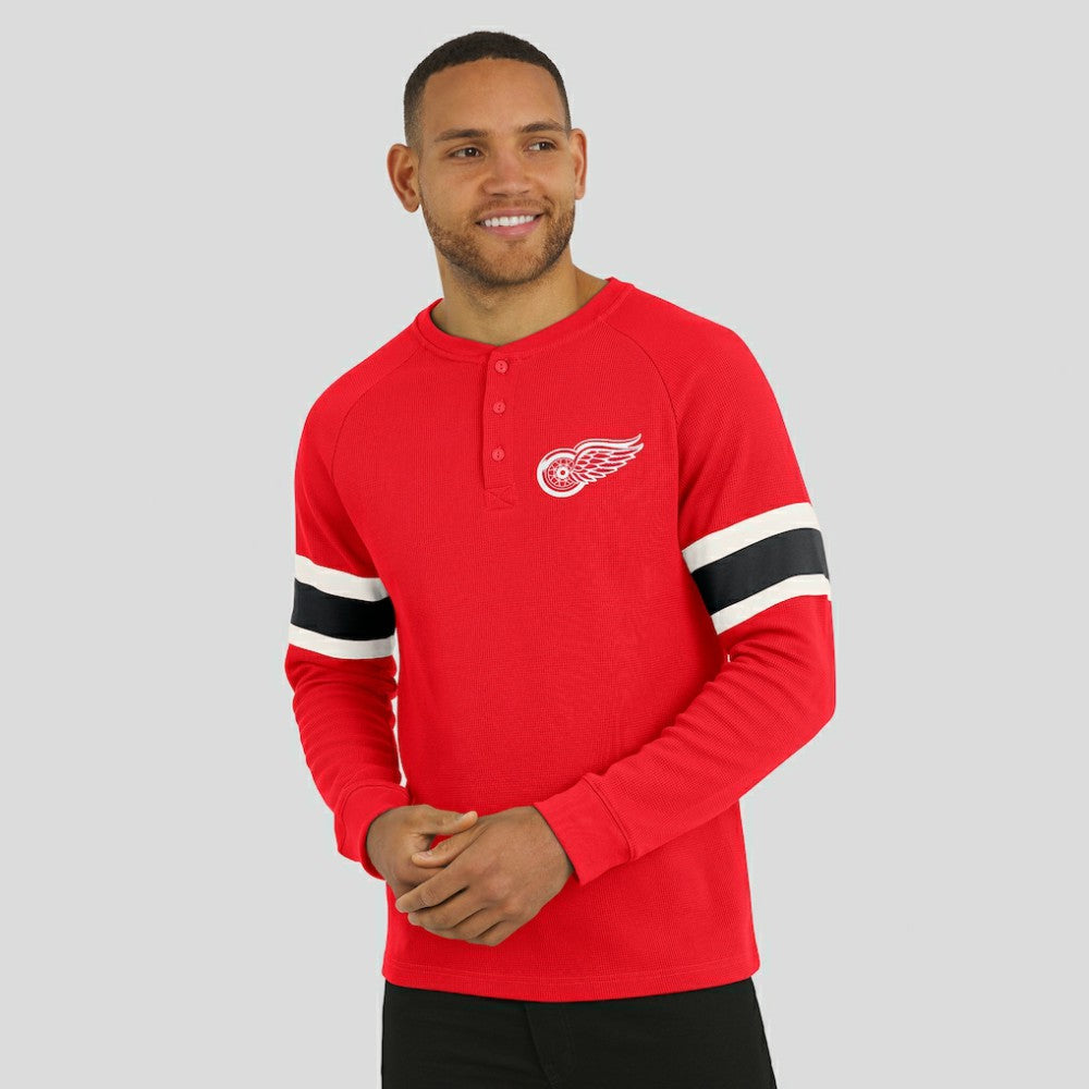 Detroit Red Wings Darius Rucker Collection by Fanatics Waffle-Knit Raglan Long Sleeve Henley T-Shirt - Red - NHL