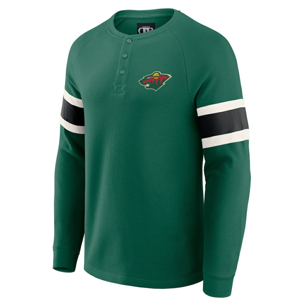 Minnesota Wild Darius Rucker Collection by Fanatics Waffle-Knit Raglan Long Sleeve Henley T-Shirt - Green - NHL